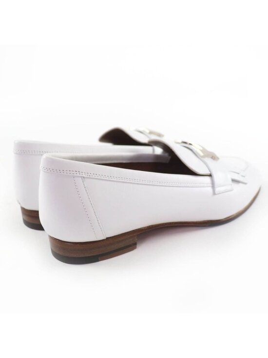 Hermes Moccasins Paris Royale Silver Buckle with Fringe Leather Belt main image 8